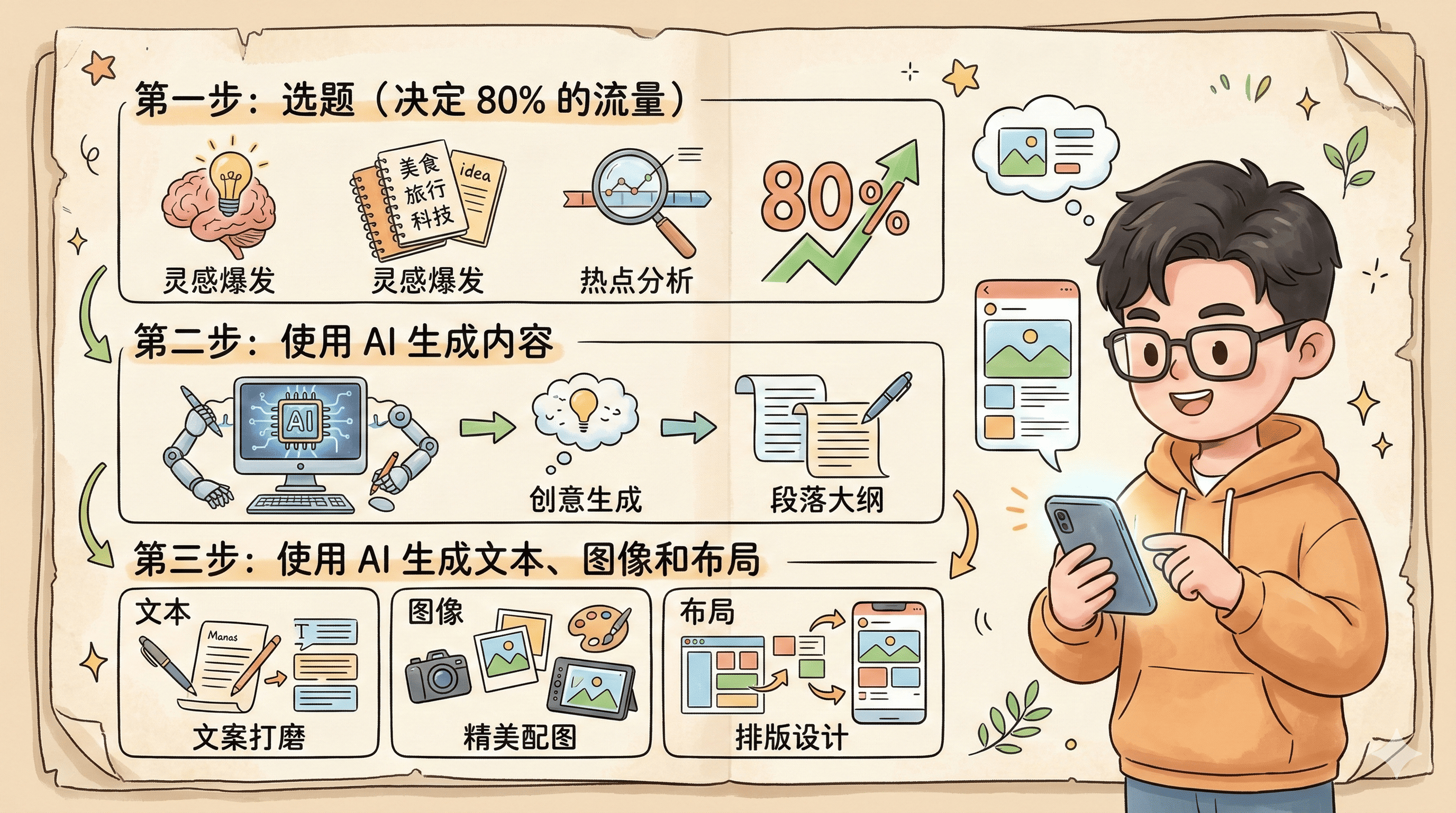 手把手实操：我用AI做小红书图文，5分钟出一篇！