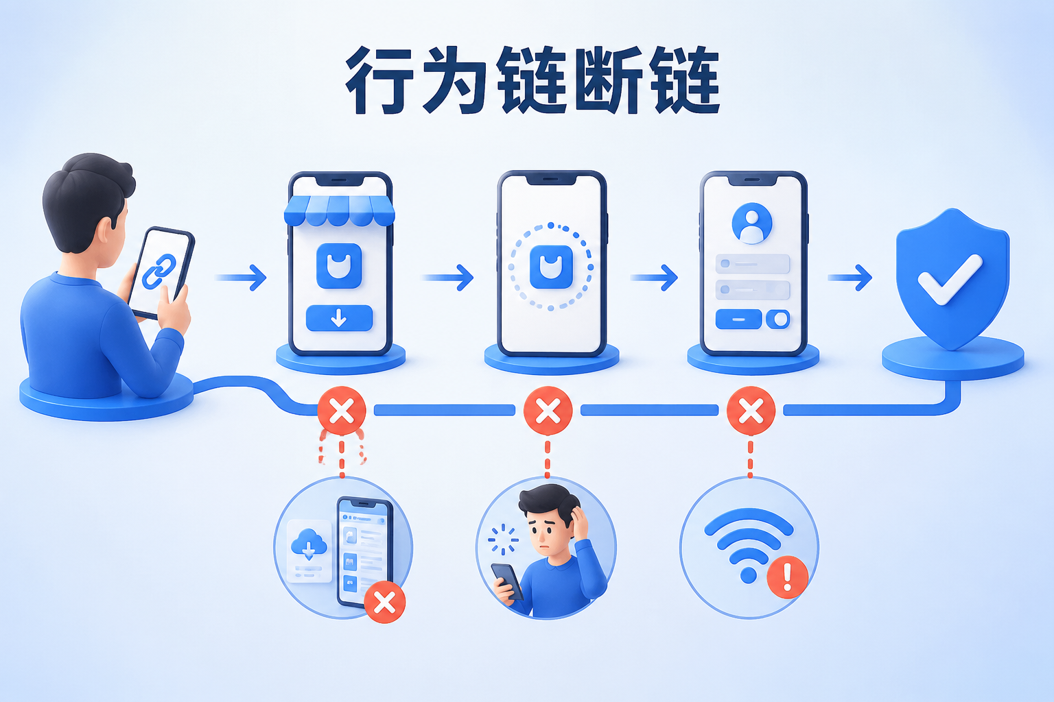 夸克网盘拉新行为链断链节点示意图