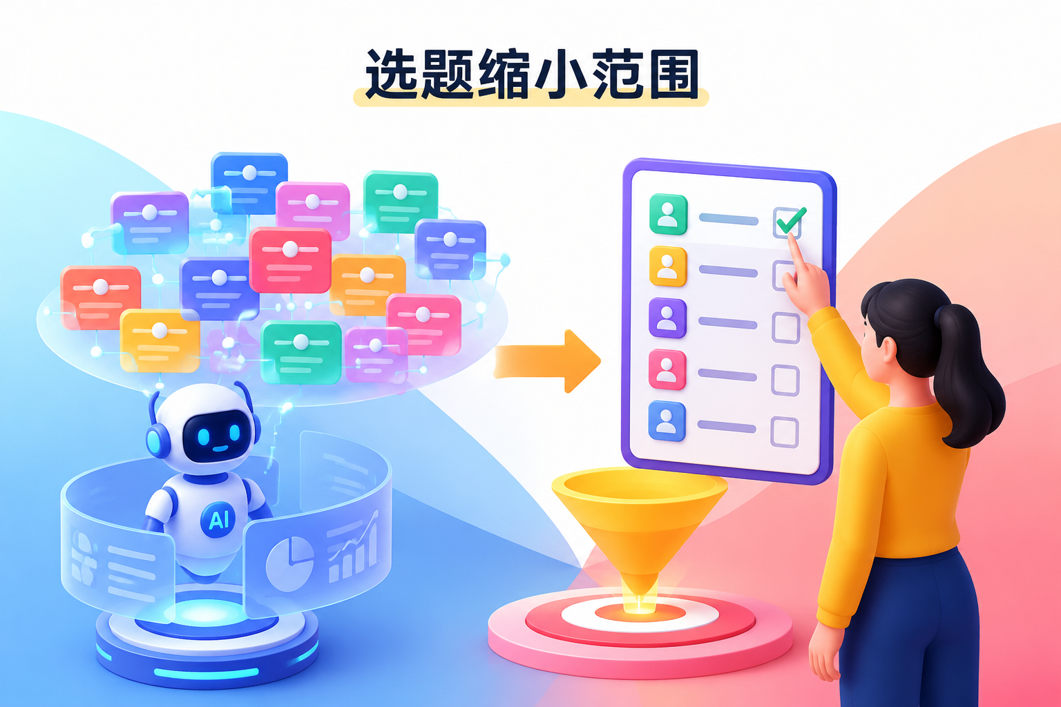 AI辅助选题收敛流程示意图