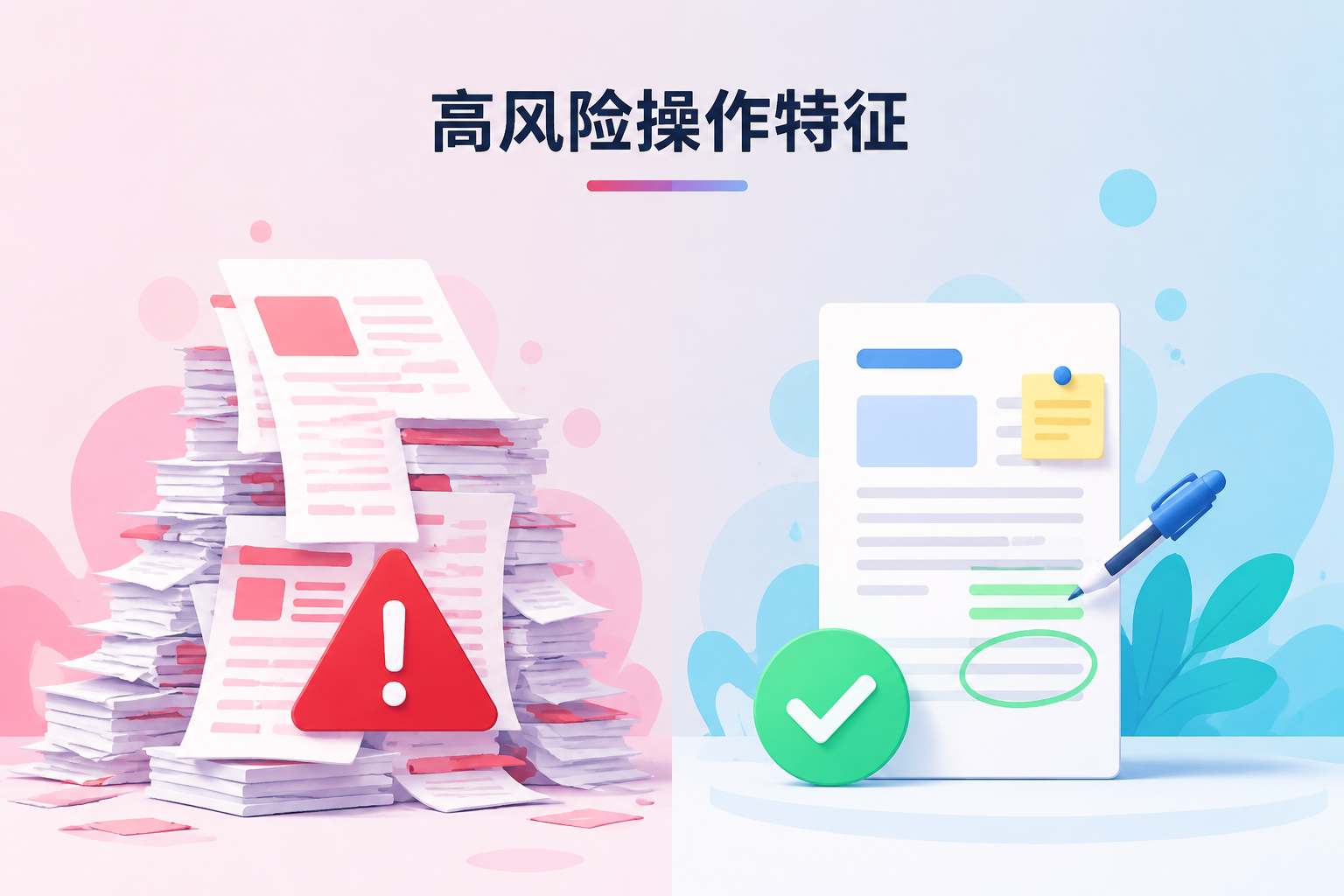 AI SEO高风险操作与合规操作的对比示意