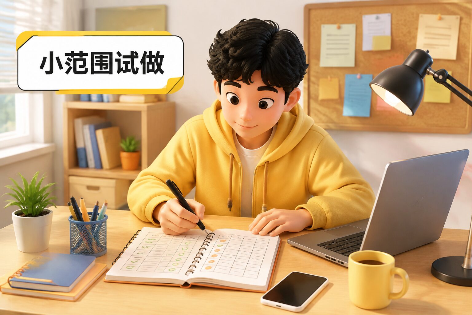 大学生记录副业任务耗时和反馈的小范围试做复盘场景